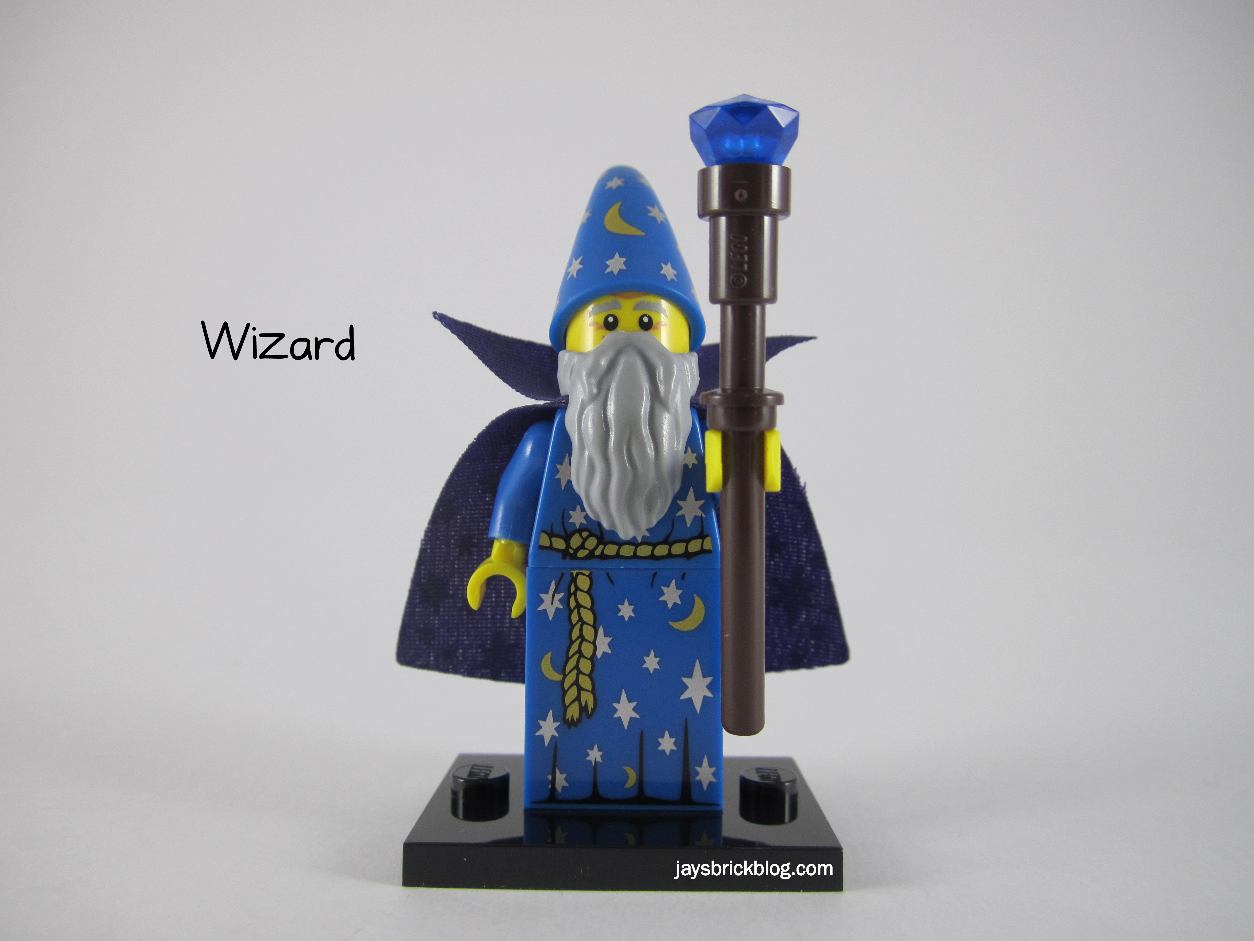 New Genuine LEGO Wizard Minifig with Pole and Dark Blue Jewel Series 12 71007 