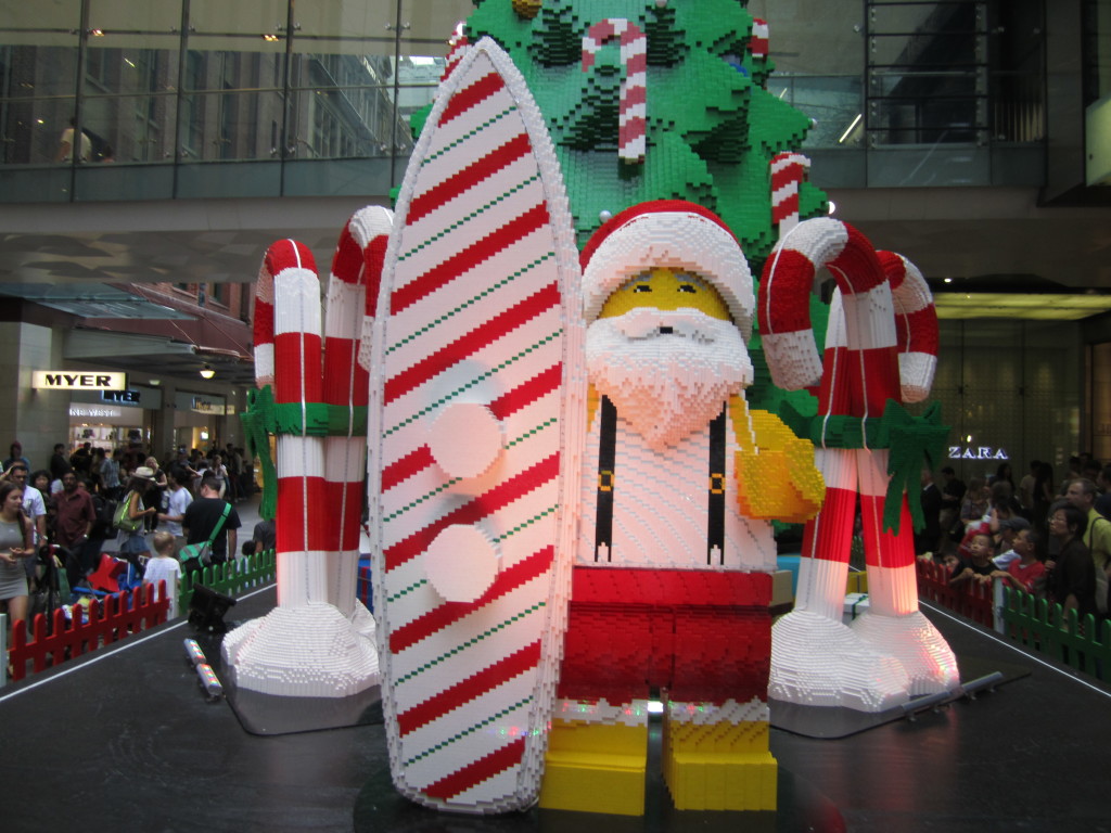 Sydney LEGO Christmas Tree Surfing Santa