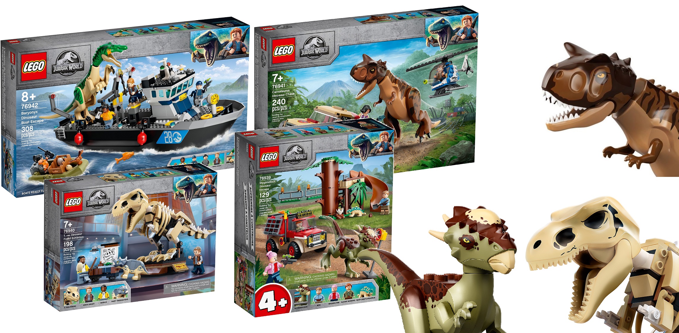Lego Jurassic World Dinosaur Figures, You Choose: T-rex Carnotaurus  Triceratops