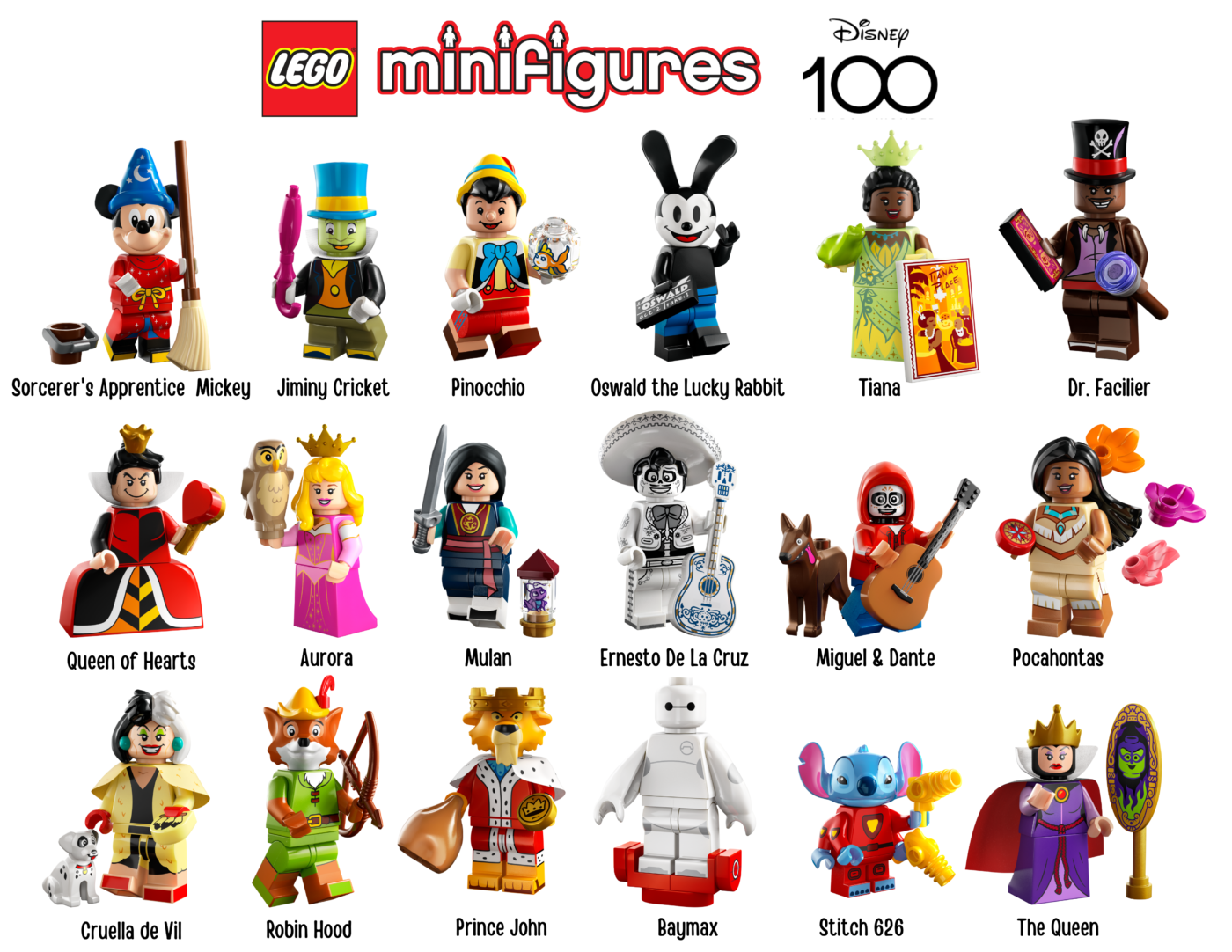 LEGO-Disney-100-Minifigures-Character-Na